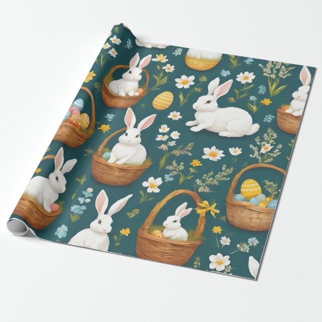 Bunny Easter Modern Collection Wrapping Paper (Unrolled)