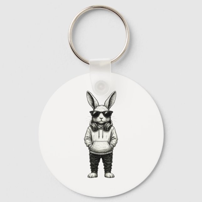Bunny Easter Sunglasses Easter Day Rabbit Men Boys Key Ring (Front)