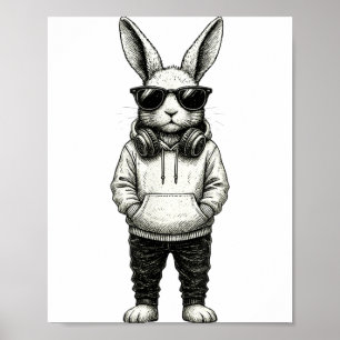 Bunny Easter Sunglasses Easter Day Rabbit Men Boys Poster