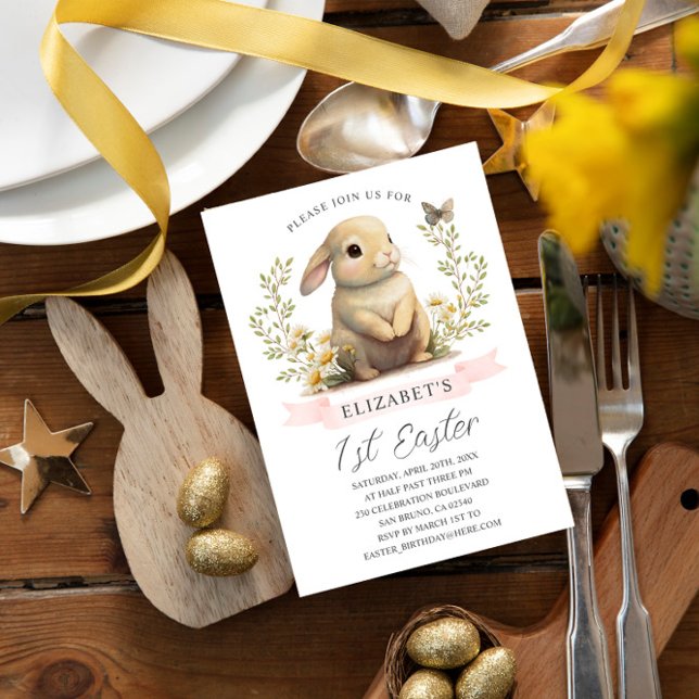 Bunny Easter Wild One Birthday Party Invitation (Creator Uploaded)