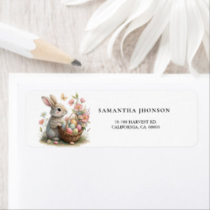 Bunny Easter Wildflower return address label