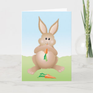 Bunny Eating Carrot Adorable Rabbit Card