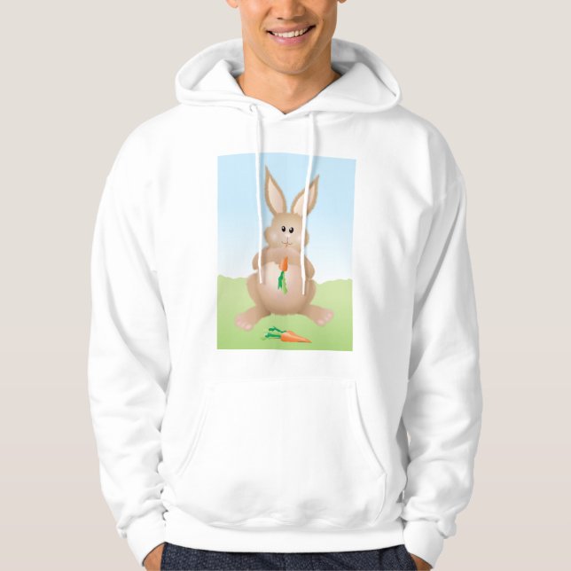 Bunny Eating Carrot Adorable Rabbit Hoodie (Front)