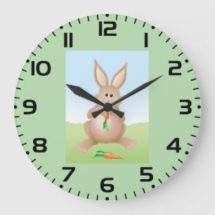 Bunny Eating Carrot Adorable Rabbit Large Clock