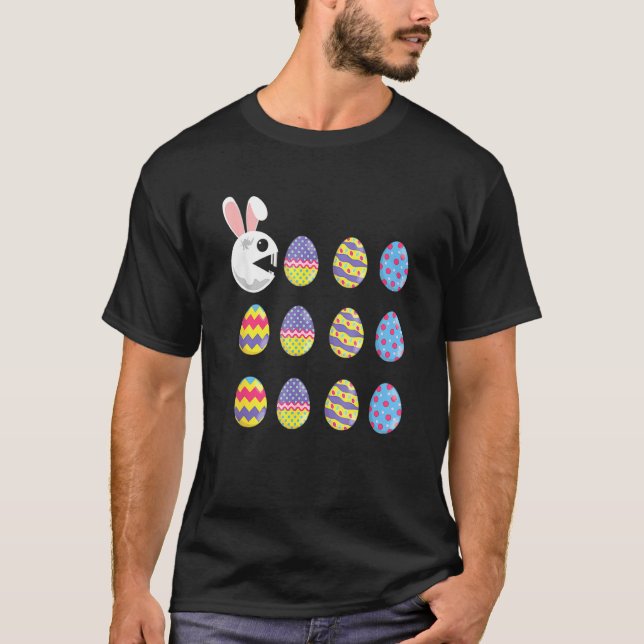 Bunny Eating Eggs Happy Easter Day Rabbit Easter E T-Shirt (Front)