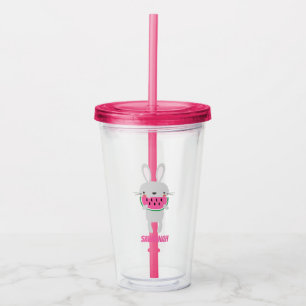 Bunny Eating Watermelon Acrylic Tumbler