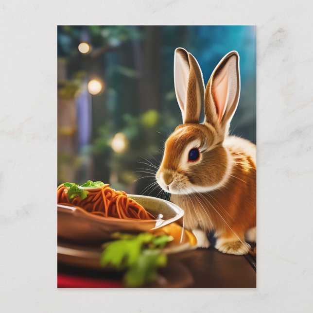 Bunny Eats Spaghetti Postcard (Front)