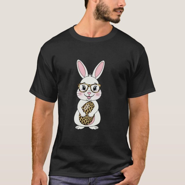 Bunny Egg Leopard Glasses Easter Rabbit For Men Wo T-Shirt (Front)