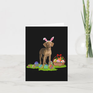 Bunny Eggs Basket Easter Vizsla Dog Happy Easter D Card