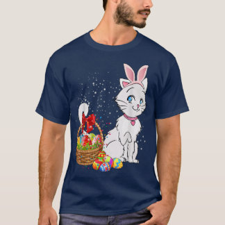 Bunny Eggs Costume Gift Mens Womens Kids Cute Cat  T-Shirt