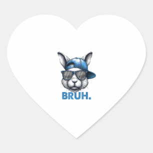 Bunny Face Bruh Meme Funny Saying Bro Greeting Eas Heart Sticker