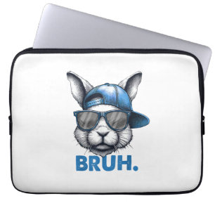 Bunny Face Bruh Meme Funny Saying Bro Greeting Eas Laptop Sleeve