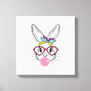 Bunny Face Bubblegum Blowing Glasses Headband Happ Canvas Print
