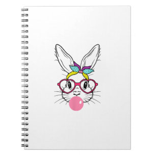 Bunny Face Bubblegum Blowing Glasses Headband Happ Notebook
