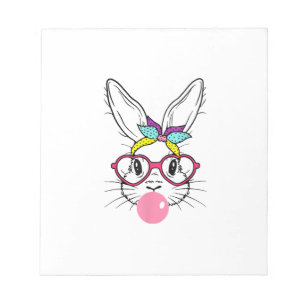 Bunny Face Bubblegum Blowing Glasses Headband Happ Notepad