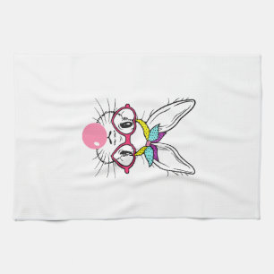 Bunny Face Bubblegum Blowing Glasses Headband Happ Tea Towel