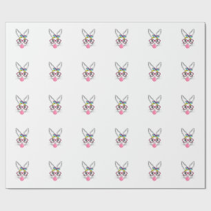 Bunny Face Bubblegum Blowing Glasses Headband Happ Wrapping Paper