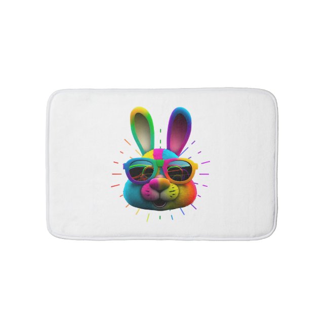 Bunny face Cool Easter Bunny with Glasses      Bath Mat (Front)
