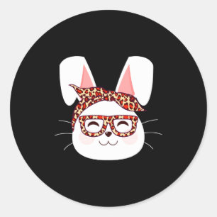 Bunny Face Cool Easter Bunny With Gles Easter Classic Round Sticker