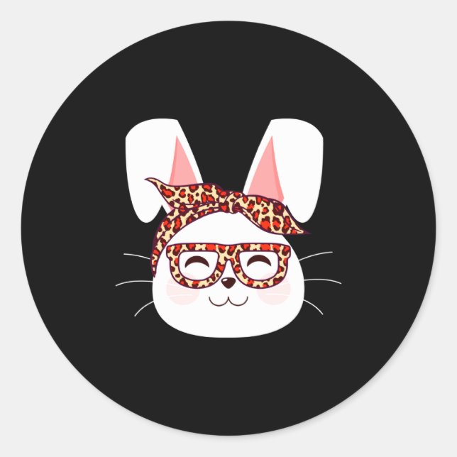 Bunny Face Cool Easter Bunny With Gles Easter  Classic Round Sticker (Front)