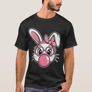 Bunny Face Easter Day Bubblegum Bandanna Glasses T-Shirt
