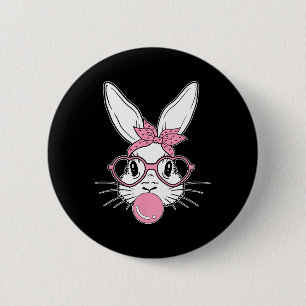Bunny Face Easter Day Bubblegum Bandanna Gles Girl 6 Cm Round Badge