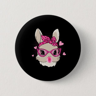Bunny Face Easter Day Bubblegum Bandanna Gles Wome 6 Cm Round Badge