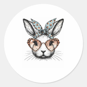 Bunny Face Easter Leopard Glasses Girls Women Cute Classic Round Sticker