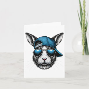 Bunny Face Hat Sungles Happy Easter Day Boy Kid 1  Card