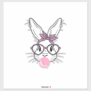 Bunny Face Leopard Glasses Bubble Gum Easter Day G