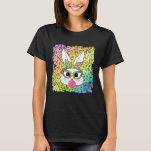 Bunny Face Leopard Glasses Bubble Gum Easter Day G T-Shirt