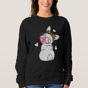 Bunny Face Leopard Glasses Heart Headband Happy Ea Sweatshirt