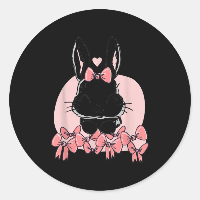 Bunny Face Leopard Print Glasses Cute Rabbit Classic Round Sticker (Front)