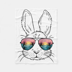 Bunny Face Rabbit Sungles Beach Summer Vacation Ea Fleece Blanket