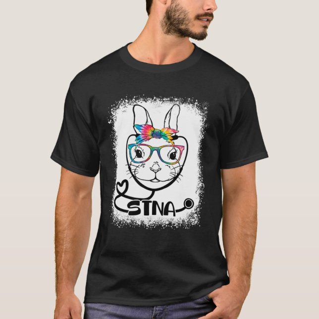 Bunny Face STNA Glasses Nurse Easter Day T-Shirt (Front)