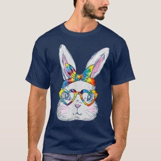 Bunny Face Sunglasses Tie Dye Glasses Bandanna Eas T-Shirt