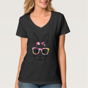 Bunny Face Sunglasses Tie Dye Glasses Headband Eas T-Shirt
