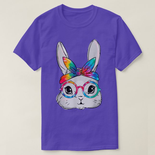 Bunny Face Sunglasses Tie Dye Glasses Headband Eas T-Shirt (Design Front)