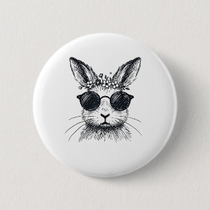 Bunny Face with Flower Crown Easter Day for Women 6 Cm Round Badge