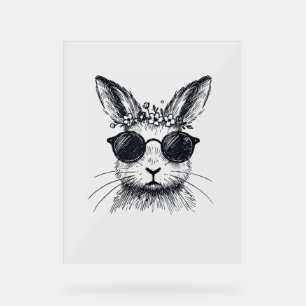 Bunny Face with Flower Crown Easter Day for Women Acrylic Sign