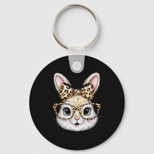Bunny Face With Gles Ndana Leopard Rabbit Easter D Key Ring
