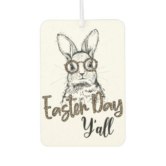 bunny face with leopard glasses easter day yall s  car air freshener