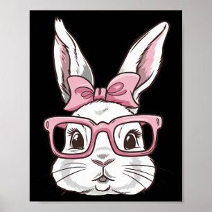 Bunny Face With Pink Sungles Bow Tie Easter Day Gi Poster