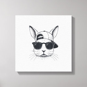 Bunny Face with Sunglasses Cap Easter Day for Boys Canvas Print