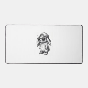 Bunny Face With Sunglasses Cap Easter Day for Boys Desk Mat