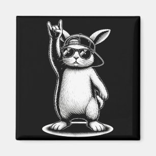 Bunny face with sunglasses cap easter day for boys magnet