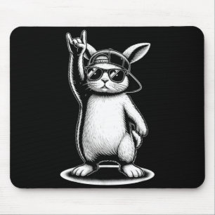 Bunny face with sunglasses cap easter day for boys mouse mat