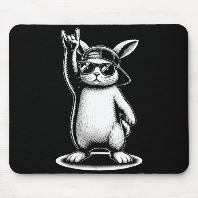Bunny face with sunglasses cap easter day for boys mouse mat (Front)