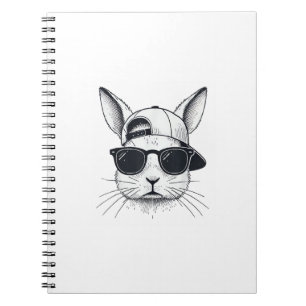 Bunny Face with Sunglasses Cap Easter Day for Boys Notebook