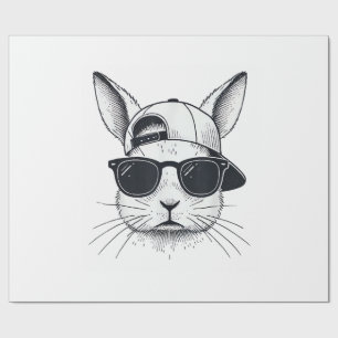 Bunny Face with Sunglasses Cap Easter Day for Boys Wrapping Paper
